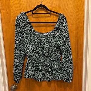 Nine West Black and White Floral Blouse